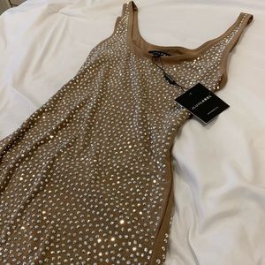 JLUXLABEL MOCHA DAZZLING MIDI DRESS NWT